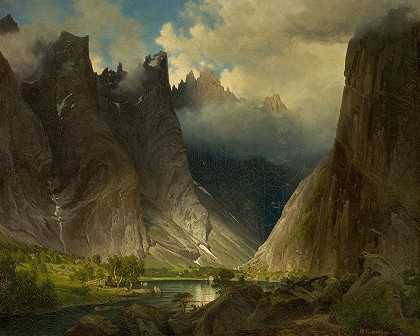 罗姆斯达伦山谷`Valley of Romsdalen (1857) by Johan Fredrik Eckersberg