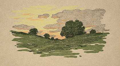 伊普斯维奇印刷柳树和晚霞`Ipswich Prints; Willow Tree And Sunset Clouds (1902) by Arthur Wesley Dow