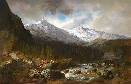 牲畜`Viehabtrieb (1856) by Carl Millner