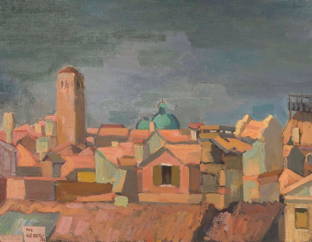 意大利城市景观`View of an Italian city (ca 1938) by Franciszek Bartoszek