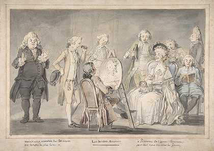 讽刺画画家画一位老妇人s肖像`Satirical drawing; Artist Painting an Old Ladys Portrait (1729–1804) by Pietro Antonio Novelli