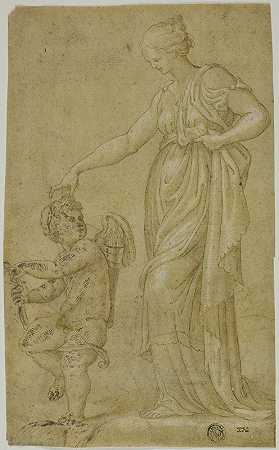 维纳斯与丘比特`Venus and Cupid by Circle of Bernardino Campi
