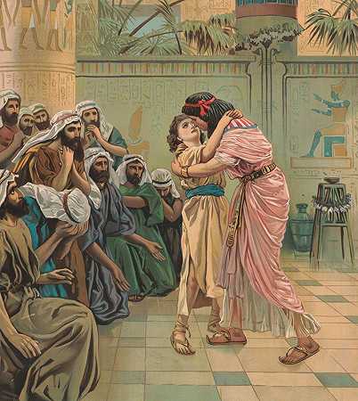 约瑟夫原谅了他的兄弟们`Joseph forgiving his brethren (1894) by Harris, Jones & Co