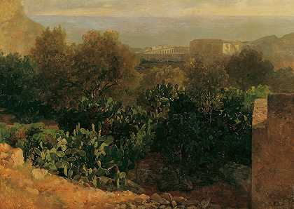 南方仙人掌景观`Südliche Landschaft mit Kakteen (1837) by Thomas Ender