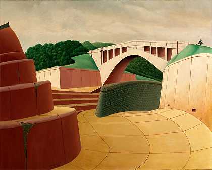 阿育王大坝溢洪道`Spillway, Ashokan Dam (1934) by Arnold Wiltz