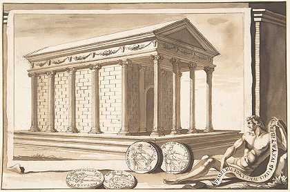 佛图纳神庙的重建`A Reconstruction of the Temple of Fortuna (before 1704) by Jan Goeree