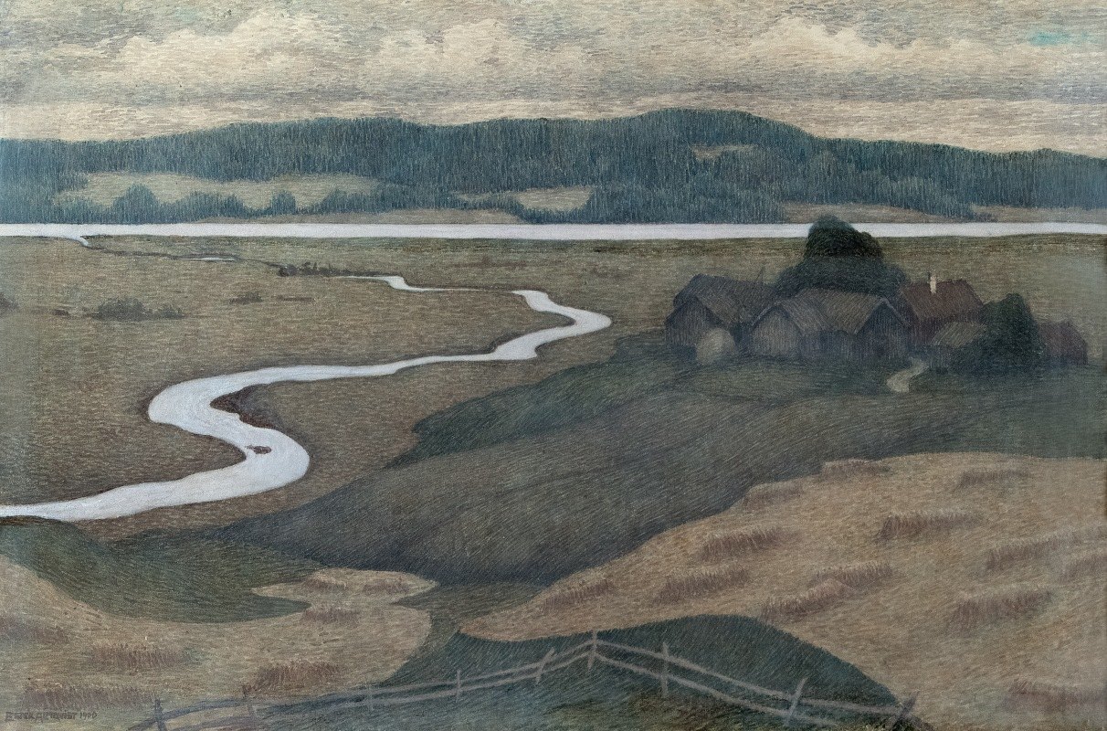斯瓦特·达伦的风景画`Landscape from Svartådalen (1900) by Ester Almqvist