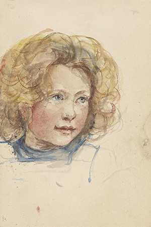 一个金发女孩的头`Hoofd van een meisje met blond haar (1834 ~ 1911) by Jozef Israëls