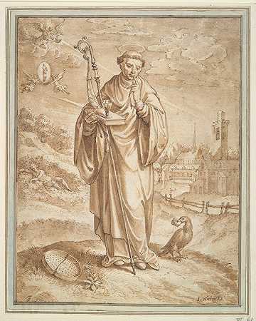 圣本笃`Saint Benedict (before 1619) by Hieronymus Wierix