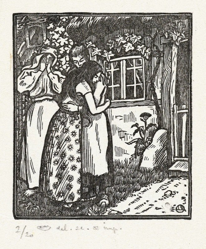 露丝和娜奥米互相拥抱`Ruth en Naomi omhelzen elkaar (1896) by Lucien Pissarro