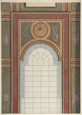 画廊天花板设计，Hôtel Cottier`Gallery Ceiling Design, Hôtel Cottier (1867) by Jules-Edmond-Charles Lachaise
