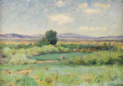 绿色池塘`Green Ponds (circa 1920) by Joseph Henry Sharp