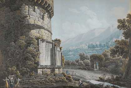 卢卡诺桥附近的普劳修斯·卢卡努斯墓`The Tomb Of Plautius Lucanus Near The Ponte Lucano by Abraham-Louis-Rodolphe Ducros