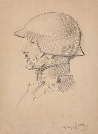 士兵研究头`Study of a soldiers head (1918) by Józef Mehoffer