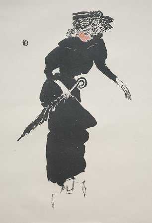 带伞的女人`Woman With An Umbrella (1894) by Pierre Bonnard