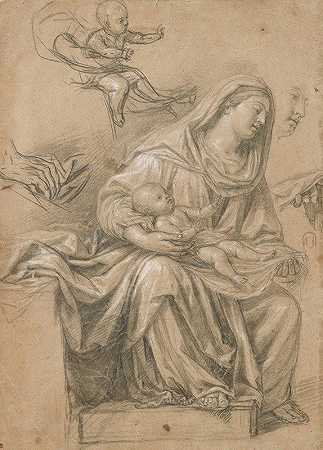 坐着的麦当娜，右转，抱着跪着的基督`Seated Madonna, turned on the right, holding the Christ lying on her knees by Nicolas de Plattemontagne