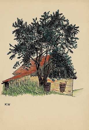 无标题（农舍）`Ohne Titel (Bauernhaus) (1924) by Karl Wiener
