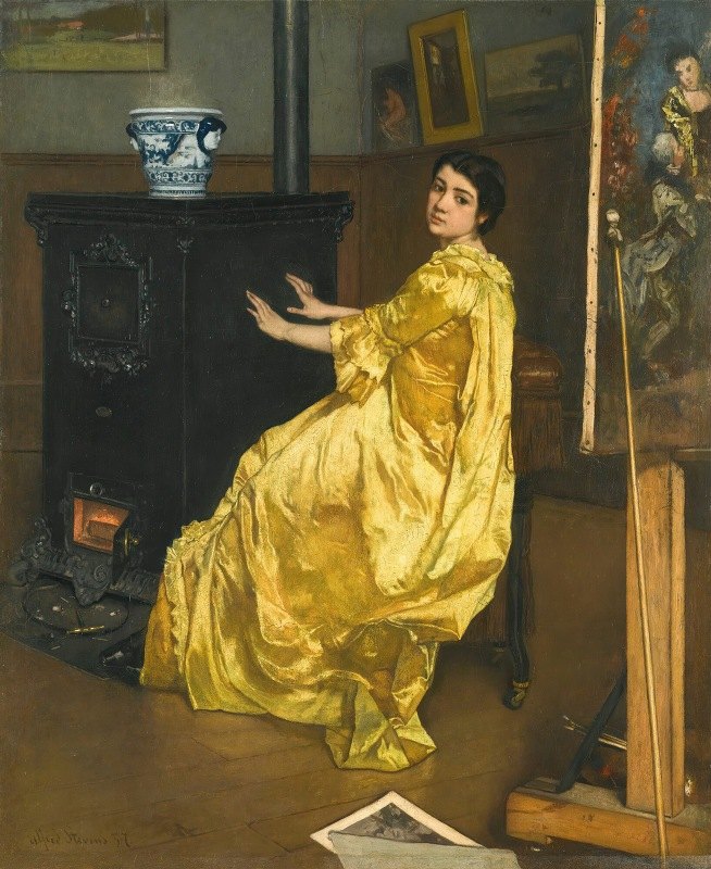 在车间模特的其余部分`Dans latelier; le repos du modèle (1857) by Alfred Stevens