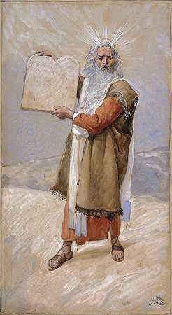 摩西和十诫`Moses and the Ten Commandments (c. 1896~1902) by James Tissot