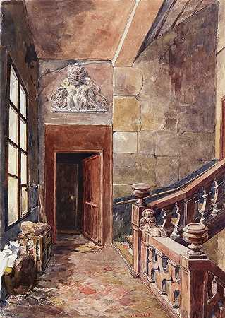 27号住宅，一层楼梯间`Maison nº27 rue du Jour, palier de lescalier du premier étage by Henri Berthaut