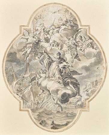 圣彼得堡的神化。尼古拉斯·普拉方草稿`Apotheose des hl. Nikolaus Plafond~Entwurf (1770) by Joseph Antony Adolph
