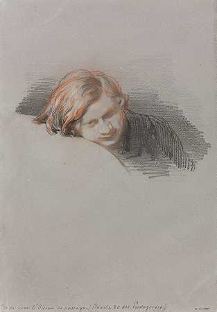 一个年轻人的头颅（为Oiseau de passage学习）`Head of a Young Man (Study for LOiseau de passage) (1853) by Paul Gavarni