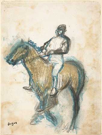 赛马骑师`Jockey (c. 1898) by Edgar Degas