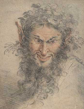 萨特之首`Head of a Satyr by Circle of Antoine Watteau
