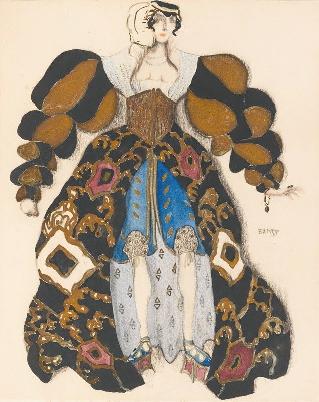 Potiphar和服装设计约瑟夫传说中的妻子`Costume Design For Potiphars Wife In The Legend Of Joseph by Léon Bakst
