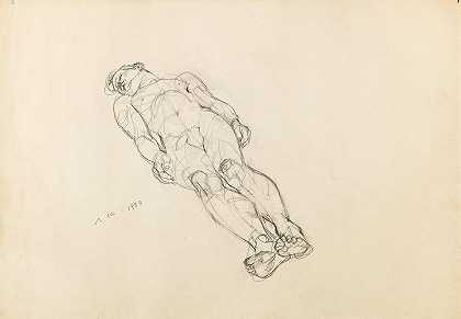 裸体躺着的男性`Liegender männlicher Akt (1933) by Anton Kolig