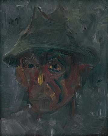 戴帽子的男人的头`Head of a Man in a Hat (1940–1944) by Arnold Peter Weisz-Kubínčan