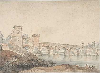 罗马，莫勒桥`Ponte Molle, Rome (18th century) by Claude-Joseph Vernet