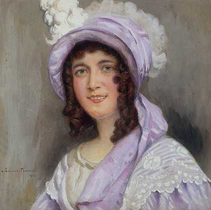 梅勒小姐的肖像，法国喜剧团的成员，在中扮演兰西夫人安东尼。`Portrait de Mademoiselle Maille, sociétaire de la Comédie~Française, dans le rôle de Mme de Lancy dans Antony. (1913) by Louis Édouard Fournier