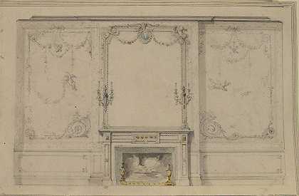 烟囱和墙面装饰的设计`Design for Chimney Piece and Wall Decor (19th century) by Charles Monblond