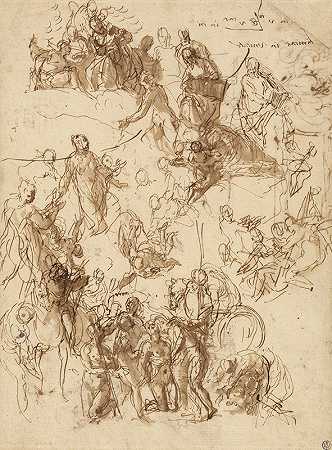 研究表圣乔治殉道`Sheet of Studies for The Martyrdom of Saint George (1566) by Paolo Veronese
