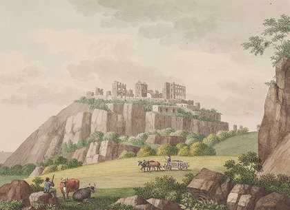 博恩霍尔姆的哈默舒斯。从北边`Hammershus på Bornholm. Set fra nordsiden (1818 – 1819) by Søren L. Lange