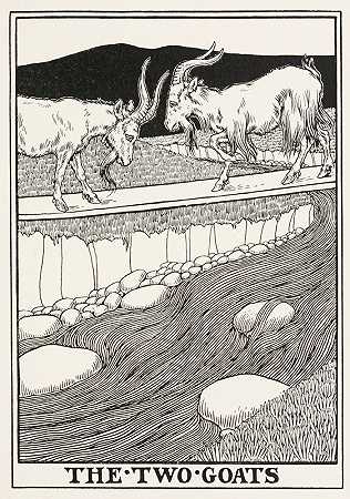 两只山羊`The Two Goats (1900) by Percy J. Billinghurst