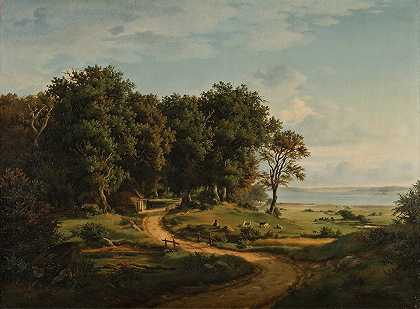 丹麦景观`Danish Landscape (1843) by Julius Hellesen