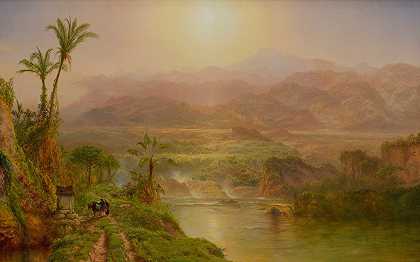 厄瓜多尔瓜亚基尔河泻湖`Lagoon of the Guayaquil River, Ecuador (1863) by Louis Remy Mignot