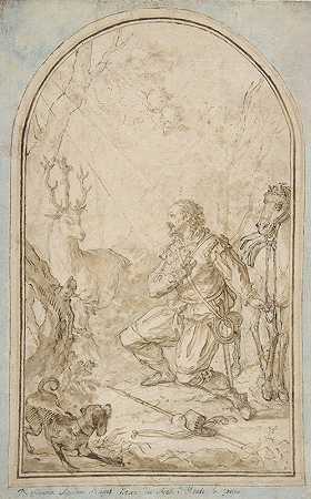 圣休伯特的愿景`The Vision of St. Hubert (1728–1800) by Vittorio Amedeo Rapous