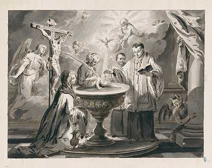 七圣礼的洗礼`Baptism from The Seven Sacraments (1769) by Pietro Antonio Novelli