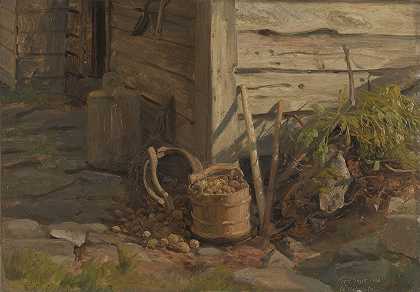 马铃薯树袋的研究`Study of a Treebucket with Potatoes (1860) by Anders Askevold