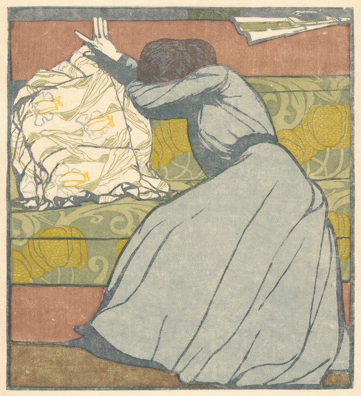 垫子（德波尔斯特）`The Cushion (Der Polster) (1902) by Max Kurzweil