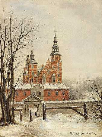 冬天的罗森博格。`Rosenborg ved vintertide (1853) by Carl Frederik Aagaard