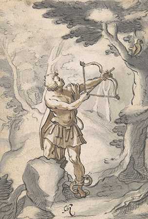 Philoctetes被咬了`Philoctetes Being Bitten by the Snake (late 16th–early 17th century) by the Snake by Gotthard Ringgli