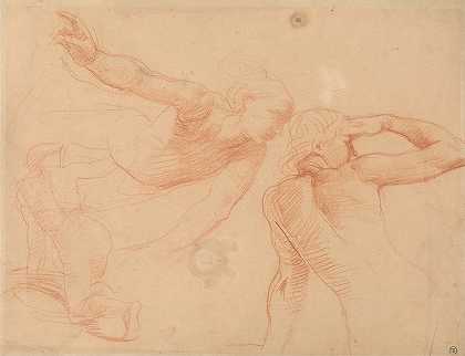 运动中的三个人物研究`Study of three figures in Movement by Alfred George Stevens