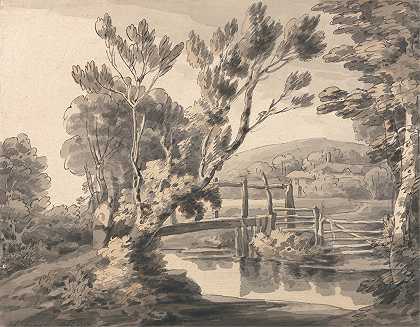步行桥`The Foot Bridge (1780) by Francis Towne