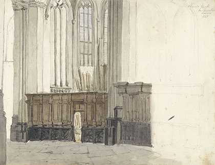 阿姆斯特丹Nieuwe路边的Drapinerskapel`Drapenierskapel in de Nieuwe Kerk te Amsterdam (1843) by Johan Adolph Rust
