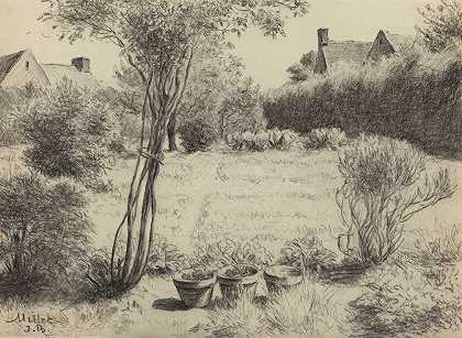 阳光花园`Sunlit Garden by Jean-Baptiste Millet