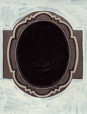 [椭圆形奖章和Ruppert啤酒标志设计，黑色`[Design for oval medallion and Ruppert Beer logo, colored black (1935) by Winold Reiss